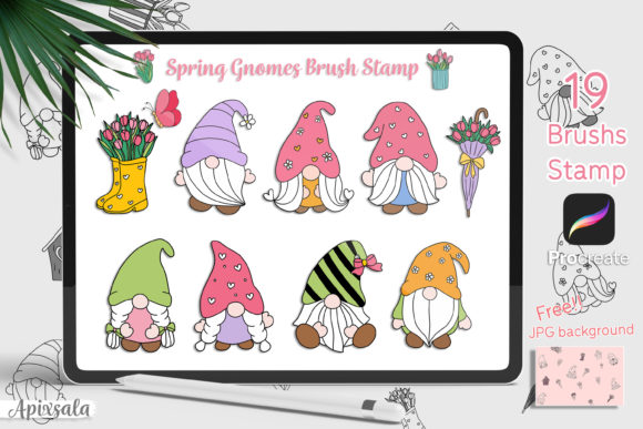 Bringing Whimsy to Your Digital Canvas with Spring Gnomes Brush Stamps