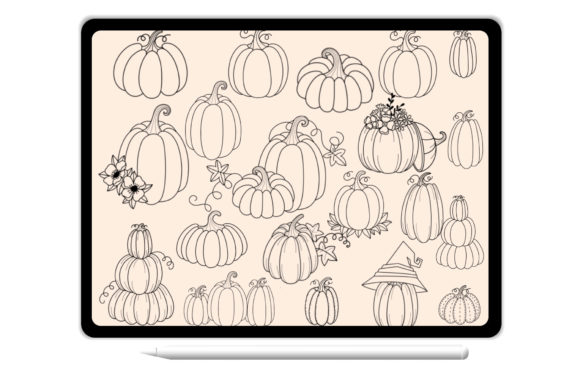 Brush Stamp Procreate: Pumpkins Fall Set