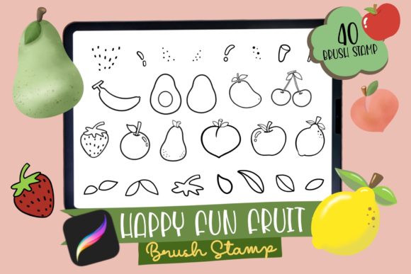 Evaluating the Happy Fun Fruit Procreate Brush Stamp for Digital Illustration