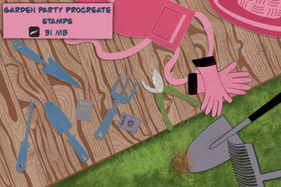 Garden Party Procreate Stamps: 36 Hand-Drawn Assets