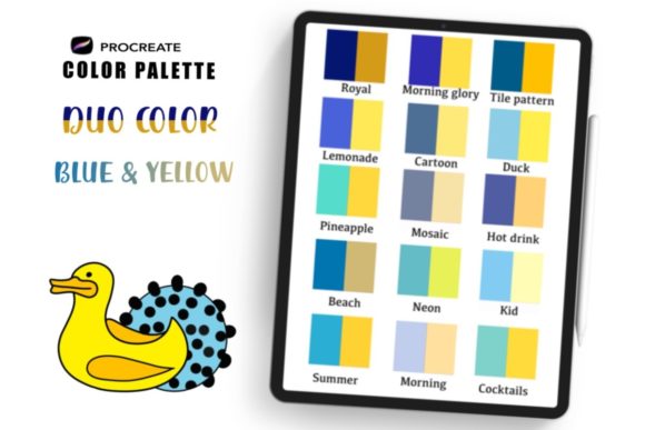 Procreate Palette, Two Tone Blue Yellow: Elevating Digital Art with Complementary Contrast