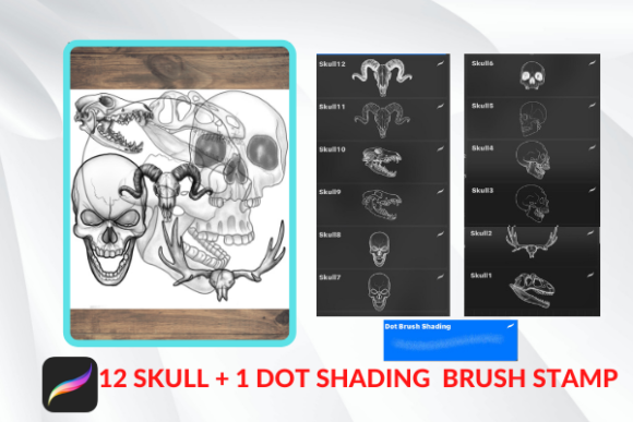 Skull Brush Stamp Procreate Dot Guide